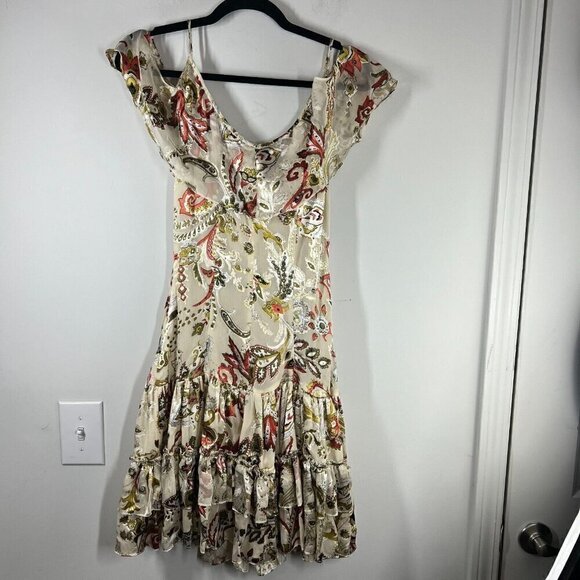 Christina Makowsky Silk Blend Paisley Tiered Midi Dress S Boho Luxe Resort $1295 - Picture 4 of 11